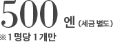 500엔(세금 별도)※1명당 1개만