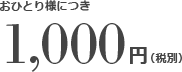 おひとり様につき1,000円（税別）